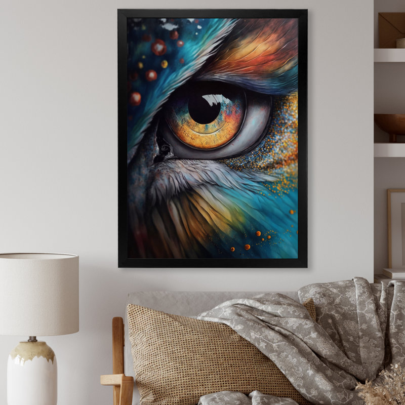 Blue Spirital Owl Eye - Imprimé, Cadre photo noir, H 44 po x l 34 po x P 1,5 po