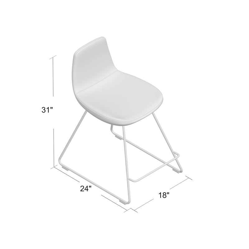 Pera Upholstered Counter Stool with Metal Frame, Counter Stool (24" Seat Height)