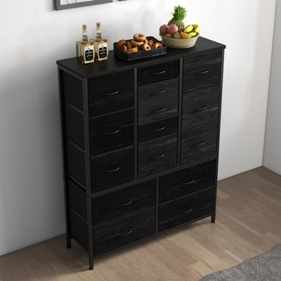 Commode haute 15 tiroirs en tissu, commode de rangement verticale avec structure en métal, tour d'organisation pour chambre à coucher, placard, couloir, salon