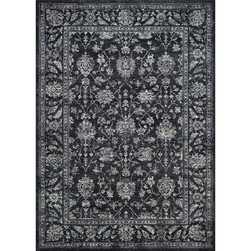 Tapis d'intérieur noir Ania, Rectangle 6 pi 6 po x 9 pi 6 po