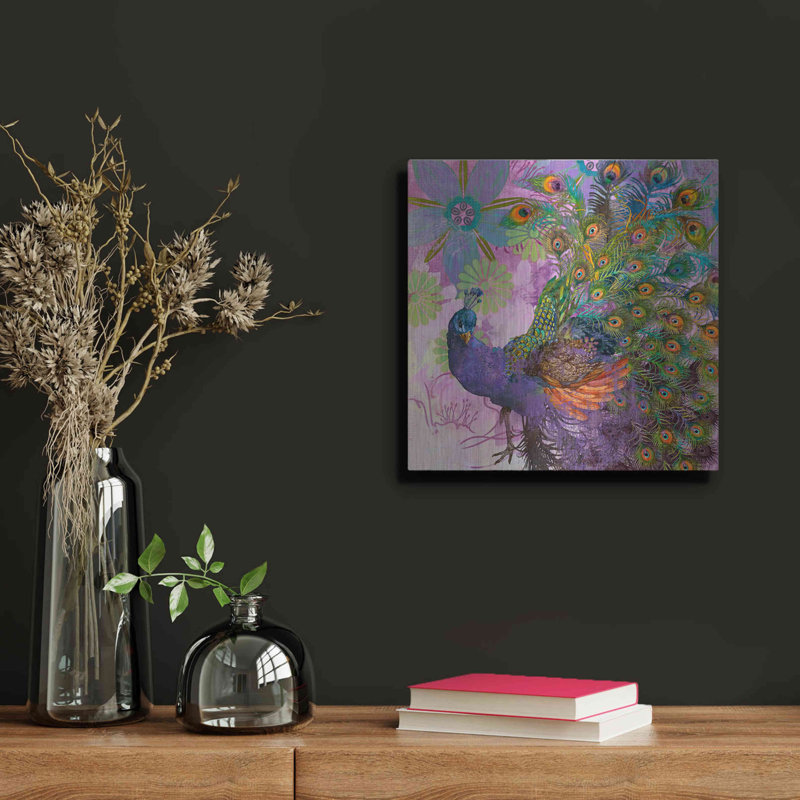 «Peacock Prance» par Evelia Designs, art mural en métal, H 12 po x l 12 po