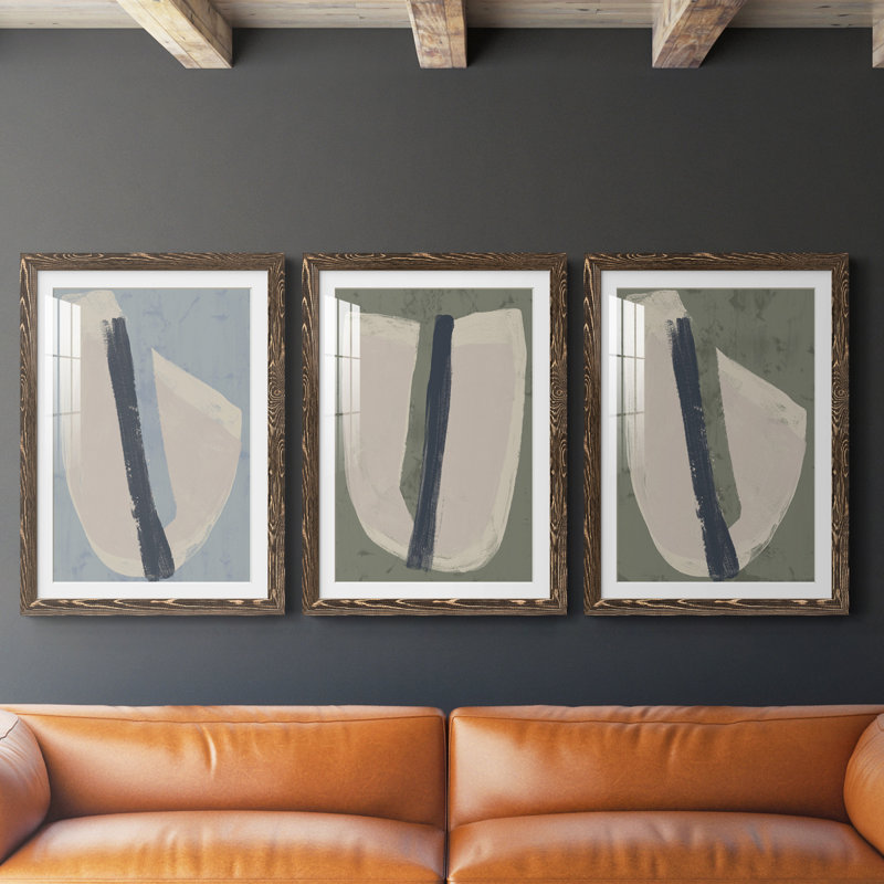 «Paper Slice II», ensemble de 3 reproductions de cadres photo, Noyer, H 37,5 po x l 82,5 po x P 1,5 po