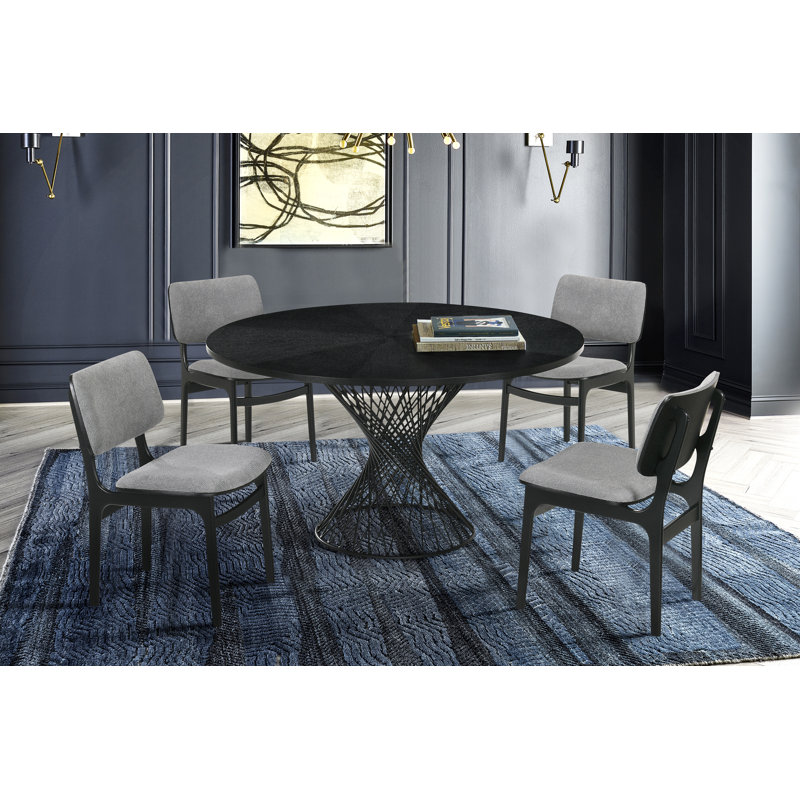 Schoonmaker 4 - Person Pedestal Dining Set, Black, Black