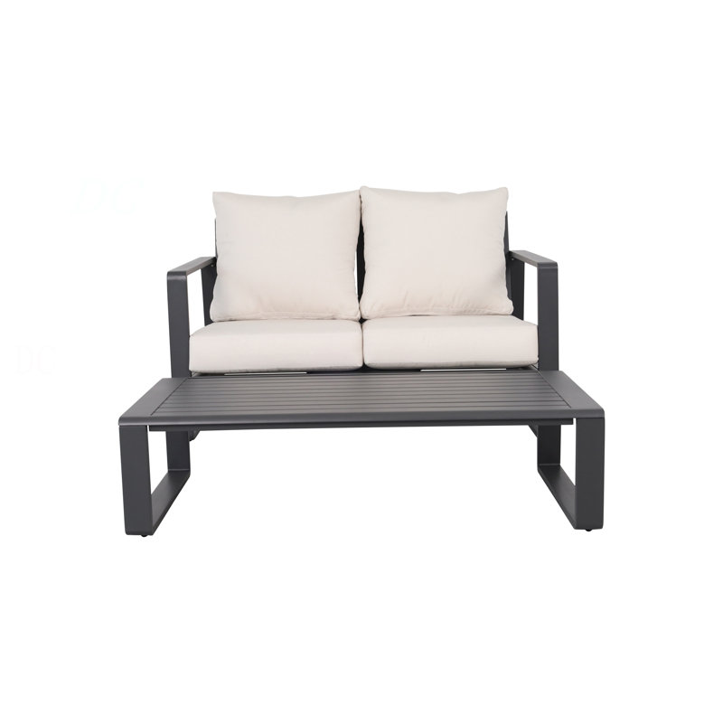 Canapé double + table basse rectangulaire, coussins brun clair YB15052 (Tino Tino)