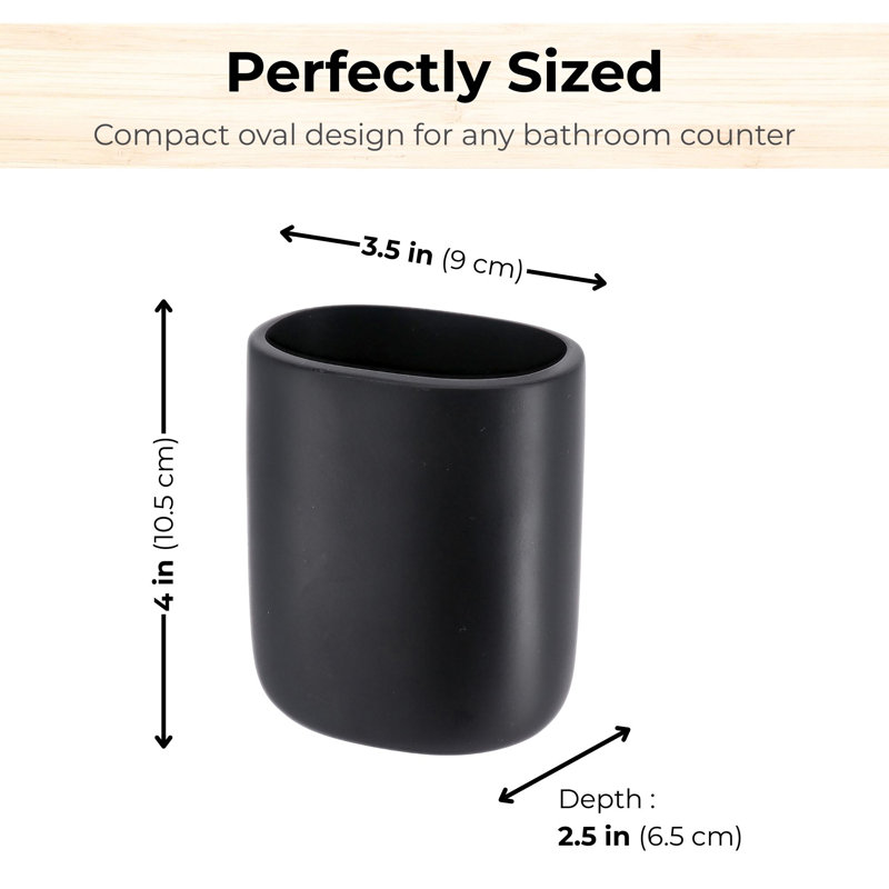 Oval Black Toothbrush Holder, Black