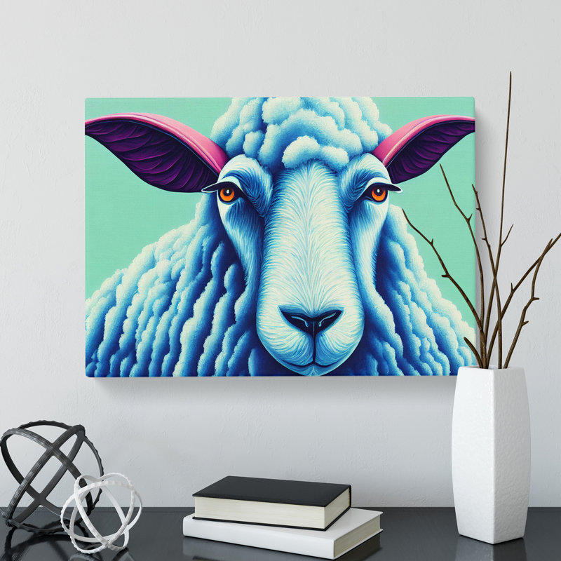 Ice Cool Sheep - Wrapped Canvas, 35cm H x 50cm W x 3cm D