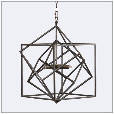 3 - Light Iron Lantern Geometric Chandelier