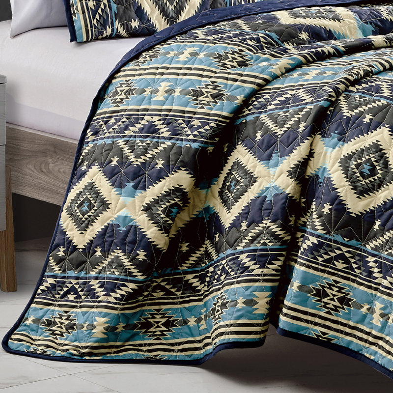 Ensemble de courtepointe en microfibre 3 pièces Southwestern Aztec, Queen