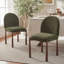 Chaises de salle à manger rembourrées avec pieds en métal, chaises latérales modernes à dossier incurvé pour cuisine, salon, bureau, toile brossée vert olive-1458705805