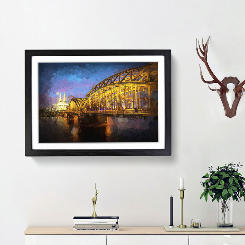 Cologne Cathedral and the Hohenzollern Bridge - Picture Frame Graphic Art Print, Black Framed, 27cm H x 36cm W x 2cm D