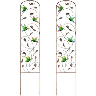 Ensemble de 2 treillis de jardin colibri en métal pour plantes grimpantes, ...