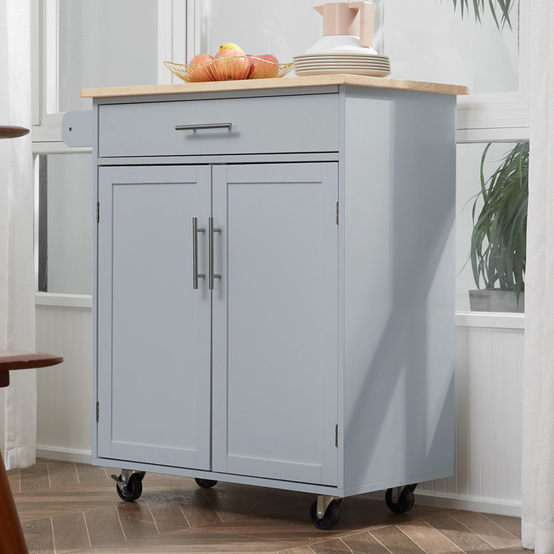 Chariot pour îlot de cuisine 32,8 po - Rangement compact + porte-serviettes, Gris