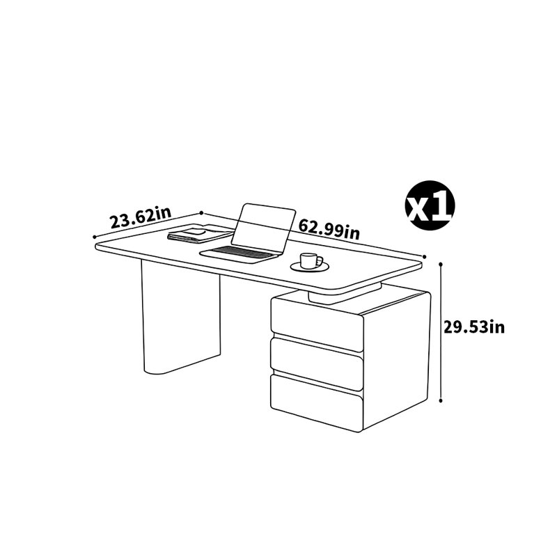Bureau moyen moyen, H 29,53 po x l 62,99 po x P 23,62 po