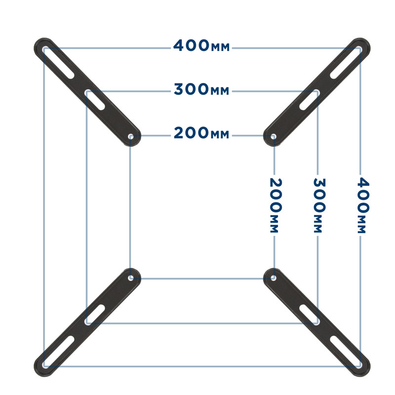 Support mural noir fixe pour supporter jusqu'à 66 lb