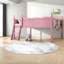 Lits mezzanine pleine grandeur avec tablette pour livres Safe, panneau de fibres à densité moyenne en bois de pin, chambre d'enfant rose moderne