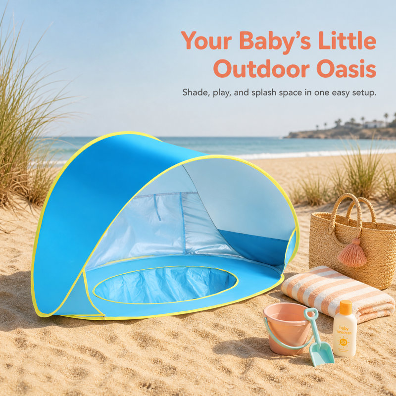 Abri de soleil portatif avec protection UV pour bébé avec protection facile pour bébé avec auvent Baby Beach, Blue