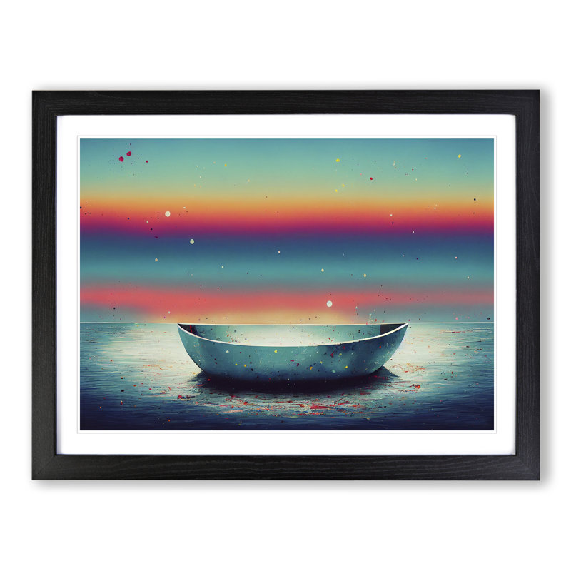 XH1022-6745X Paint Splatter Boat Vol.3 - Single Picture Frame Print, 46cm H x 64cm W x 2cm D, Black