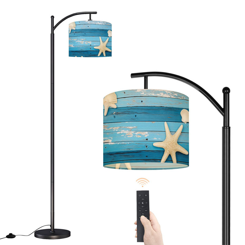 Lampe sur pied à arc avec abat-jour réglable étoile de mer bleue Seashell Ocean Seaside