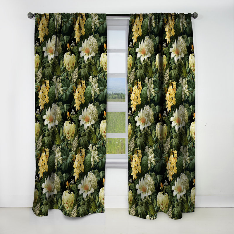 Rideau floral occultant Boho Botanical Oasis Palm II - 1 panneau, L 52 po x L 120 po