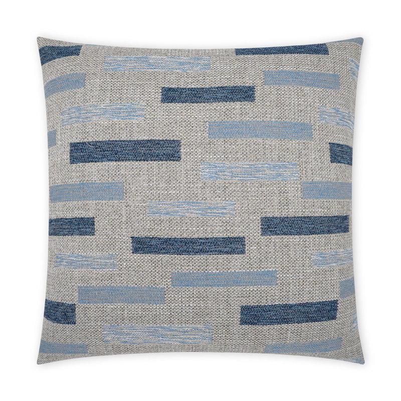 Blockweave Indoor/Outdoor Pillow Cover & Insert, Square 22", Indigo