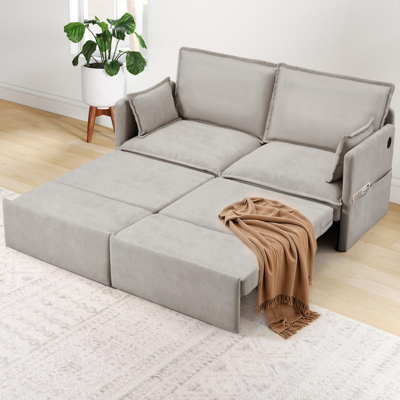 2 Seater Fabric Sofa Bed, Grey