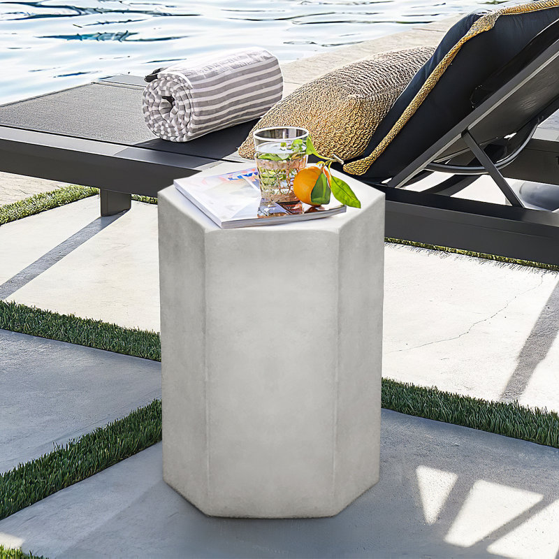 Felishia Outdoor Coffee Table , 14.5'' in. W 12.5'' in. D, Light Gray, 20" H x 14.5" W x 12.5" D