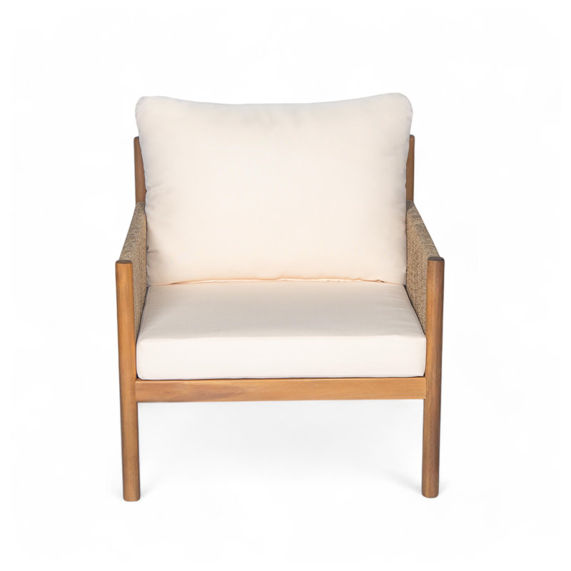 Méridienne d'extérieur moderne avec structure en bois massif - Chaise d'appoint de patio en teck pour jardin et balcon