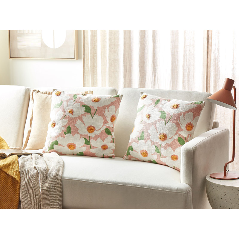 Deleon Floral Square Cushion, Pink