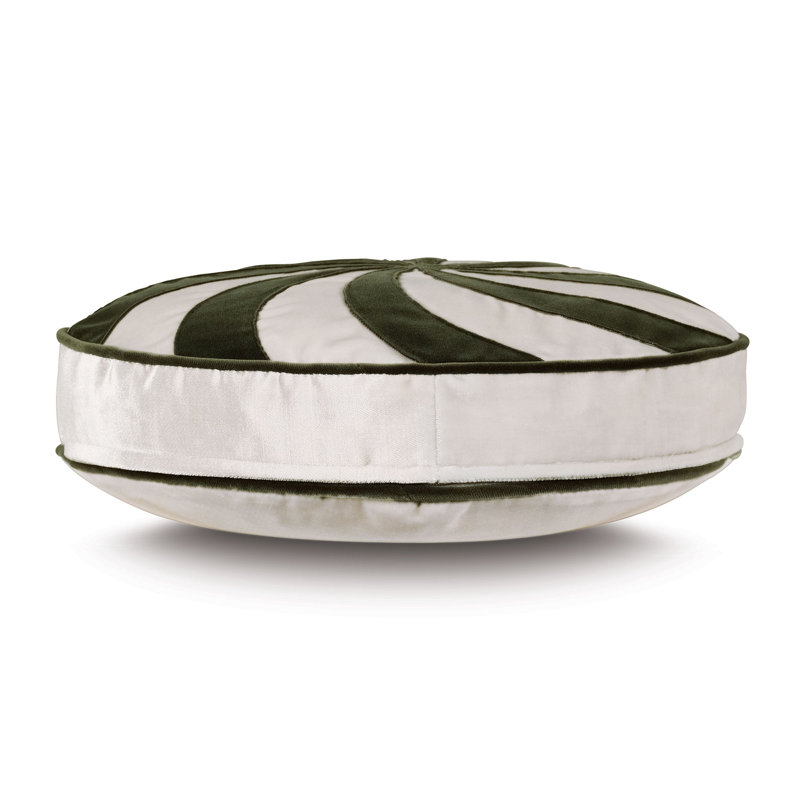 Holiday Traditional Circular Pillow Cover & Insert, Green/White