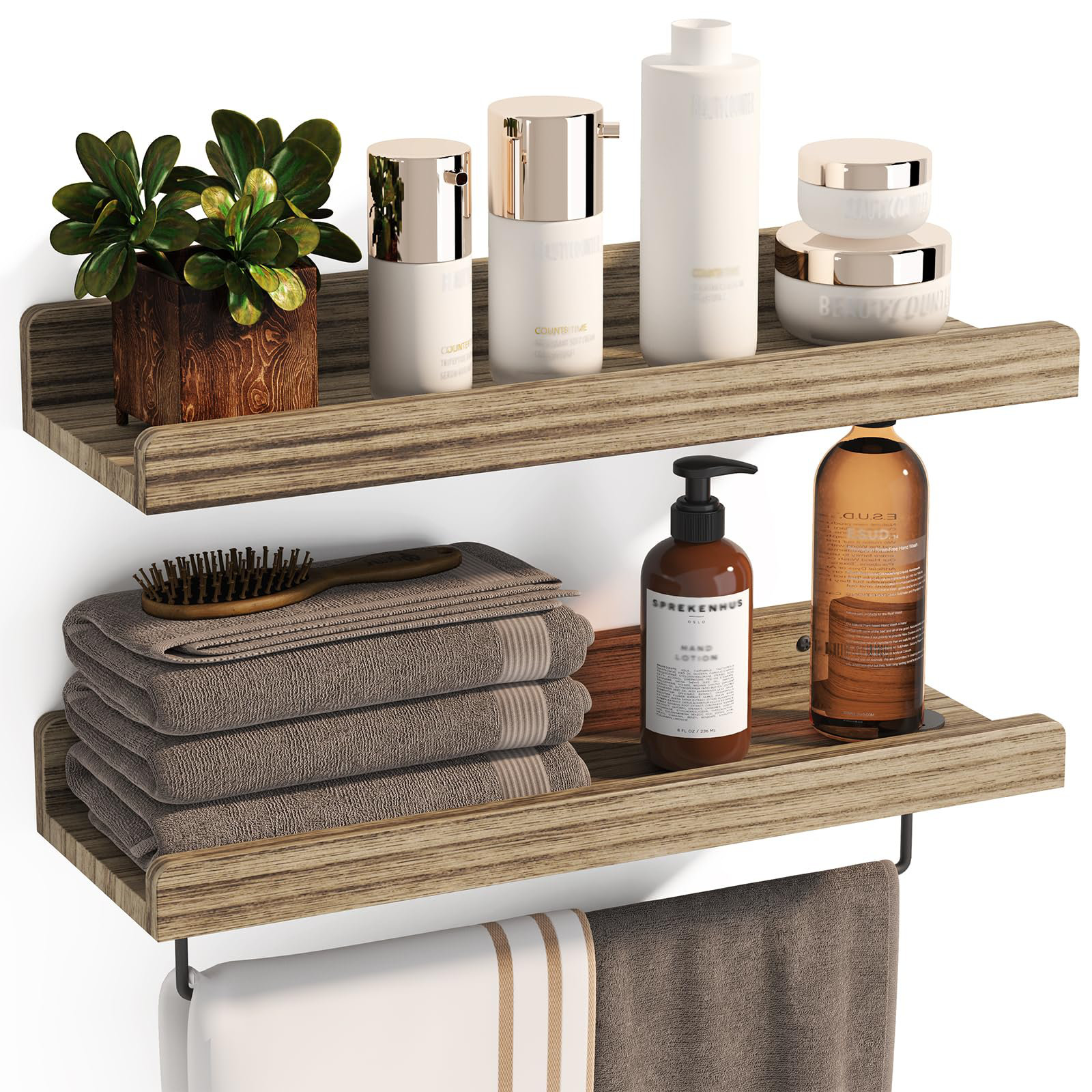 Floating Shelf With Towel Bar