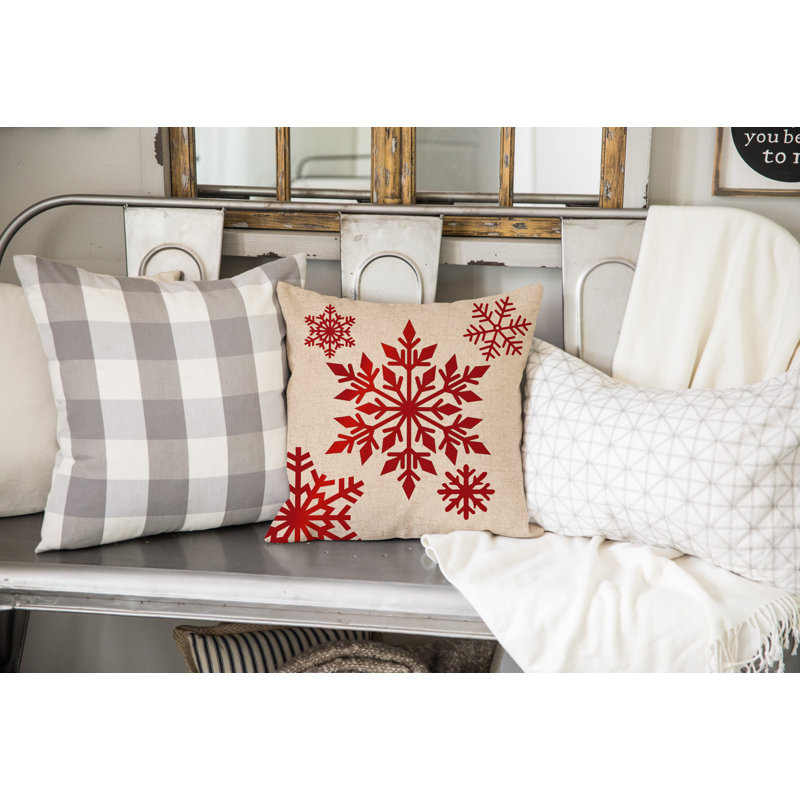 Snowflake Red Indoor/Outdoor Throw Pillow Snowflake Outdoor Rectangular Pillow Cover & Insert, 12" x 16"