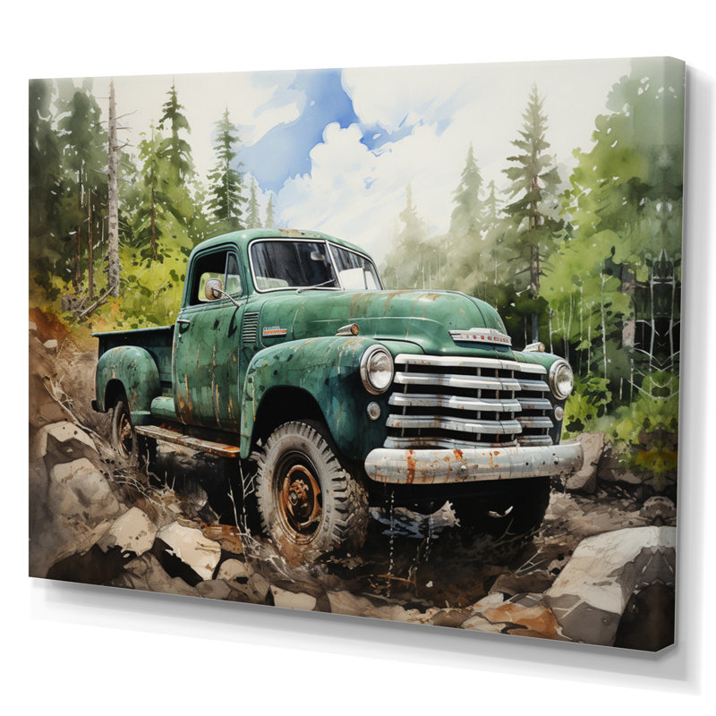 Pickup Truck Offroad Adventures I - Transportation Canvas Wall Art, H 12 po x l 20 po, Toile tendue