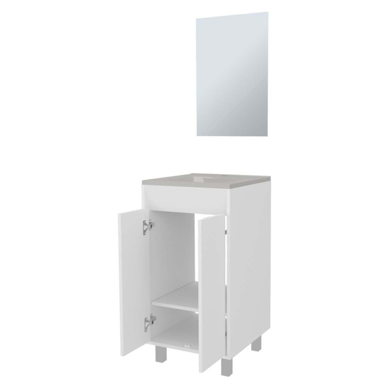 Armoire de salle de bain blanche avec 2 portes, Blanc