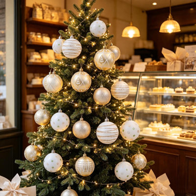 Décorations de Noël - Ensemble de 16 boules décoratives à suspendre pour sapin de Noël, brillantes et festives. Idéales pour décorer votre intérieur.