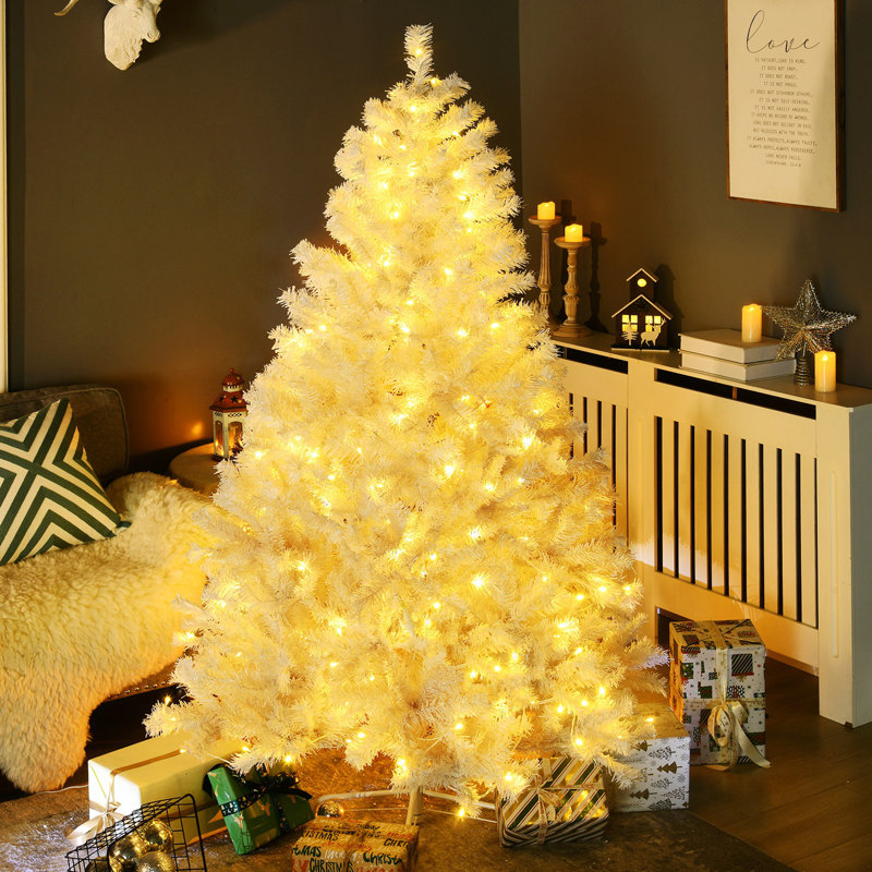 Grand haut sapin de Noël artificiel avec 1518 branches, 500 lumières DEL blanc chaud, 5.11'