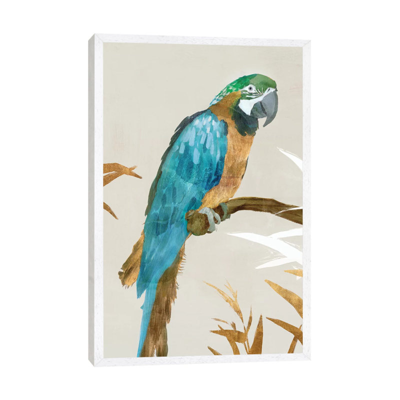 Blue Parrot I by Isabelle Z - Print on Canvas, 66.04 cm H x 45.72 cm W, White Framed