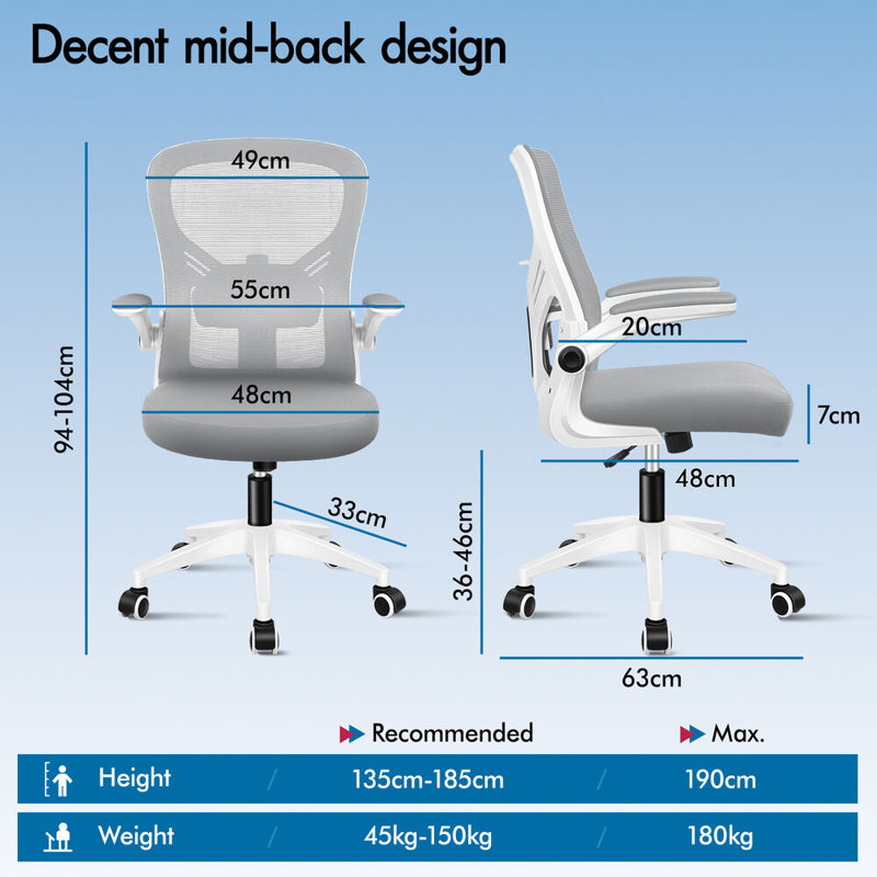 Office Chair, Grey, White