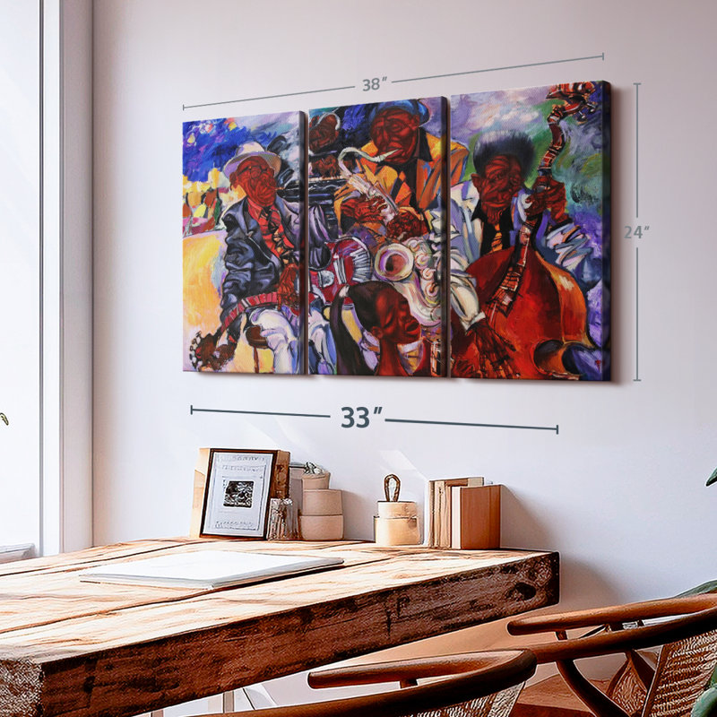 «Jazz Band Artist» sur toile, H 24 po x l 38 po x P 1,25 po