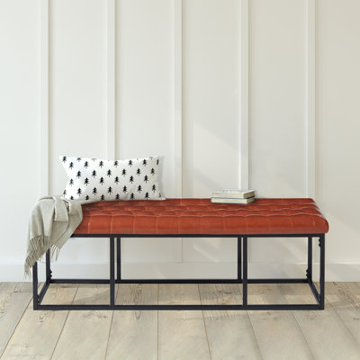 Olmsted Faux Leather Bench with Metal Legs
