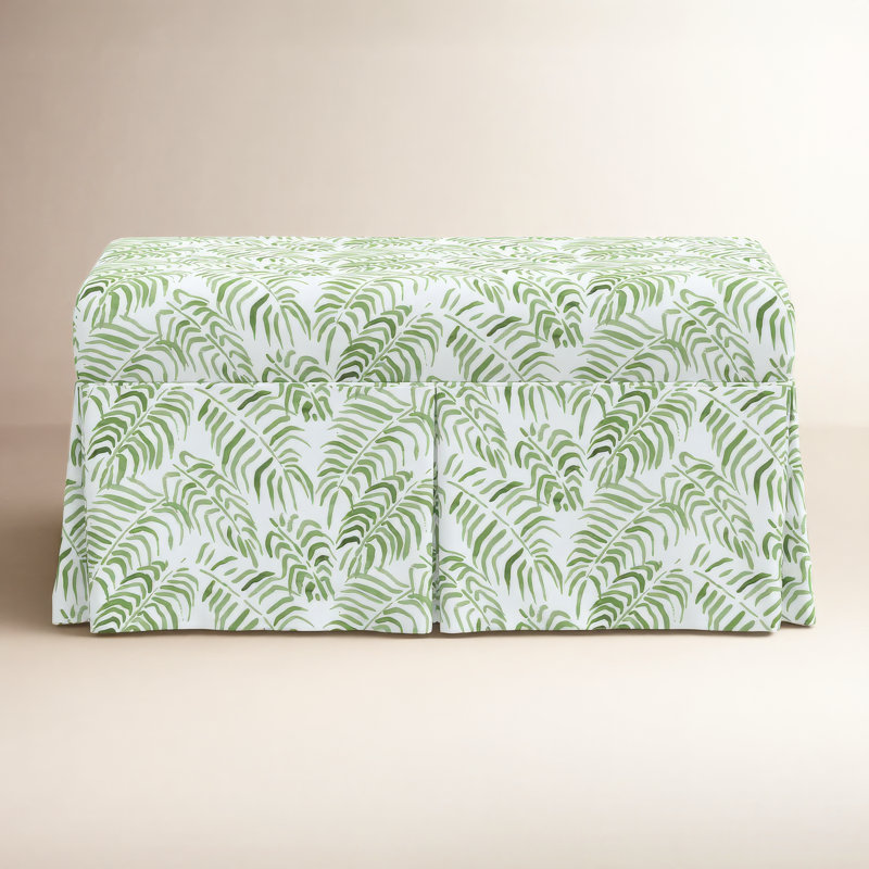 Wyatt Upholstered Storage Bench, Watercolor Palm Green