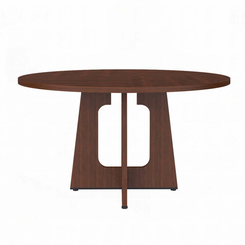 47.24" Round Dining Table,Farmhouse MDF Table, Walnut