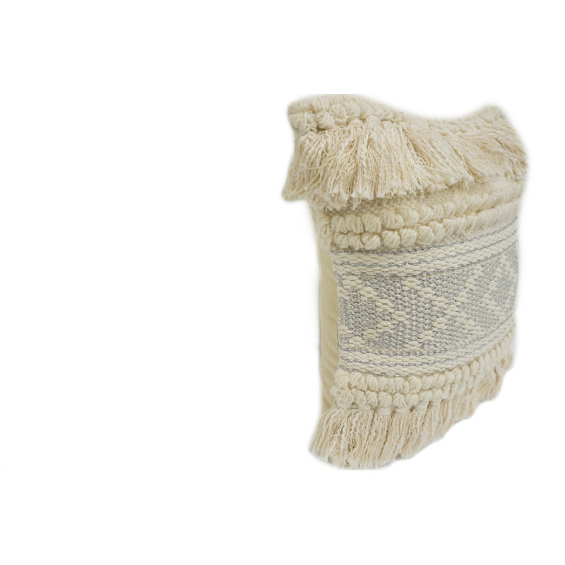Fringed Cotton Throw Pillow