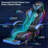 Hoffree Reclining Ergonomic PC & Racing Game Chair with LED Lights & Massage Lumbar Pillow-107220858