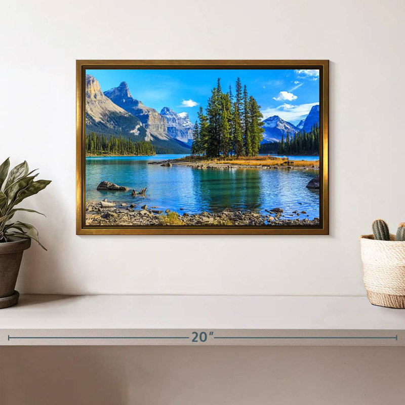 Lac Maligne, Cadre flottant doré, 13 po x 9 po