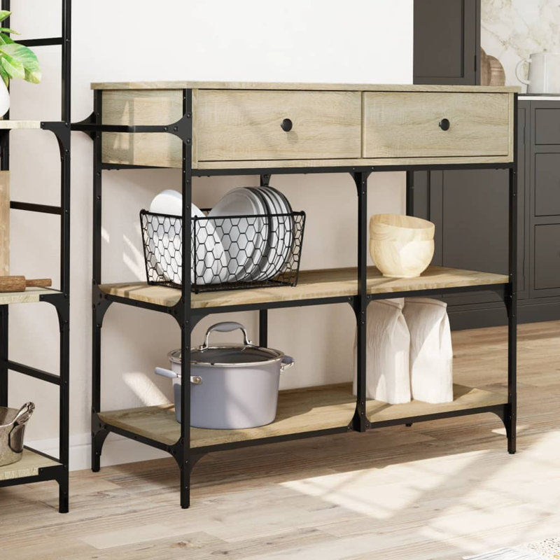 Chariot de cuisine en bois d'ingénierie 41,3 po x 16,5 po x 37,4 po vidaXL, Chêne sonoma