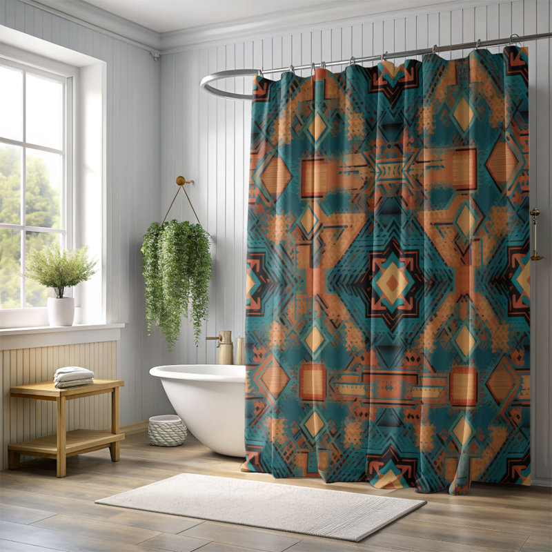 Tribal Designs - Rideau de douche Premium, H 74 po x l 71 po