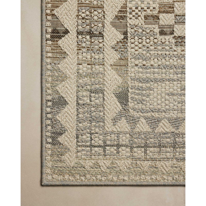 Tapis intérieur / extérieur ivoire / granite Loloi Saylor, Rectangle 8 pi 6 po x 12 pi