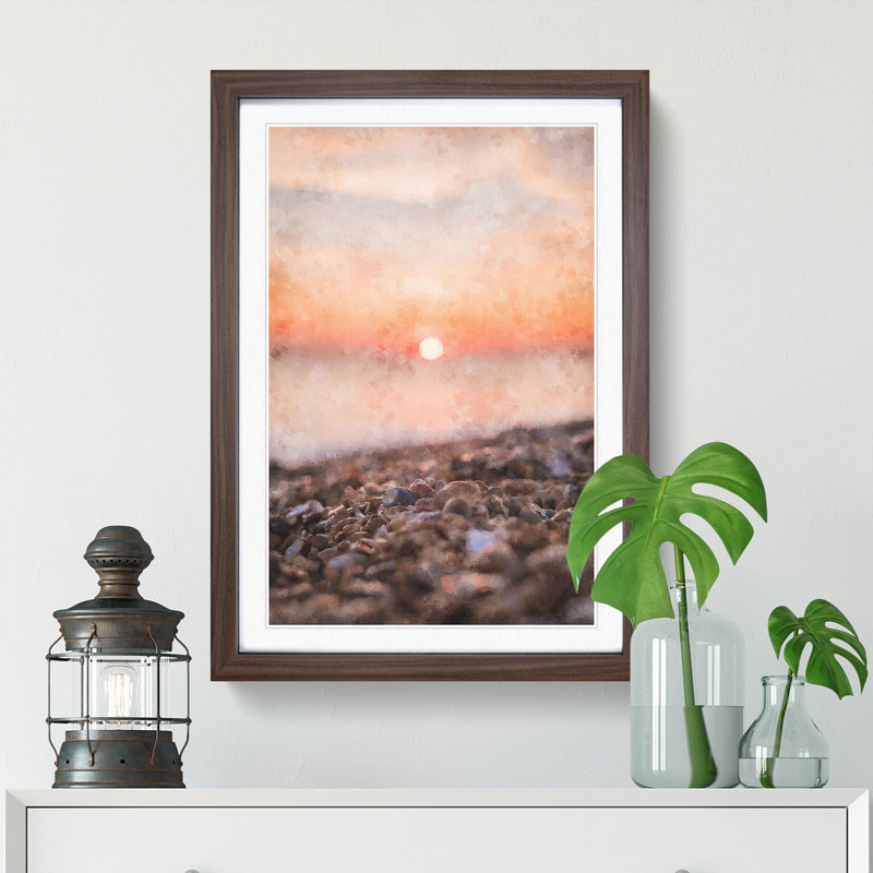 Sunset over Brighton Beach - Framed Print, Walnut Framed, 33cm H x 24cm W x 2cm D