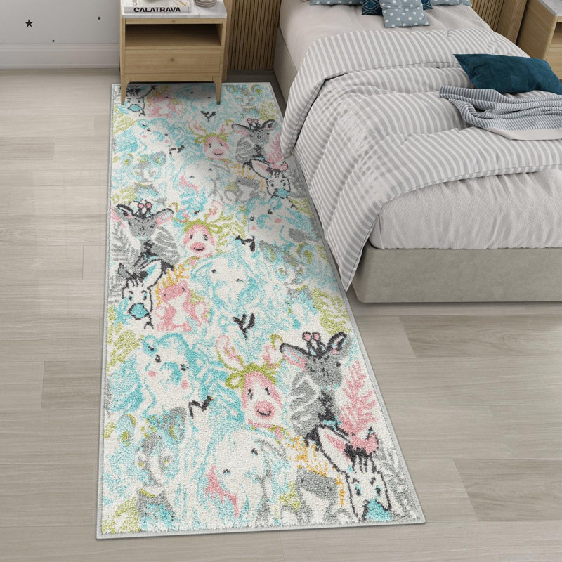 Tapis pour enfant Unique Loom Peekaboo Whimsy, Tapis de couloir 2 pi 2 po x 6 pi 1 po