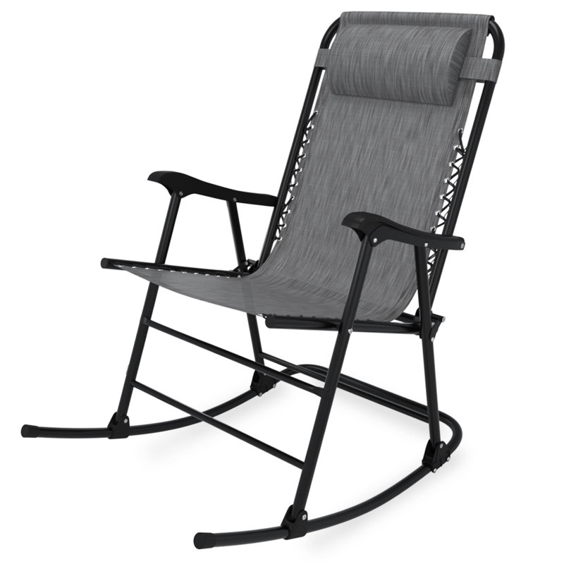 Chaise berçante en métal avec coussins Kantzer, Gris